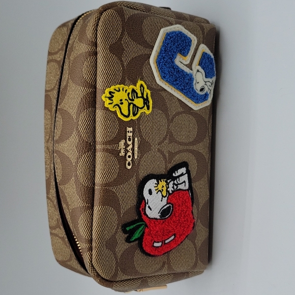 Coach Handbags - New Coach Peanuts boxy cosmetics case with varsity patches